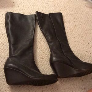 Aerosoles knee high brown wedge boots